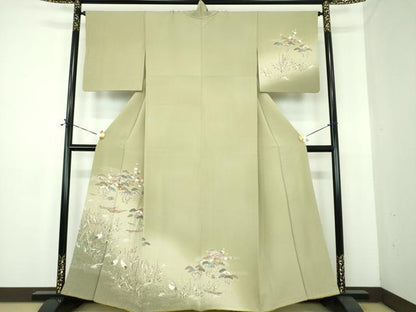 平和屋着物●訪問着　浜松文　立鶴　暈し染め　金彩　やまと誂製　正絹　逸品　DABE5430ps