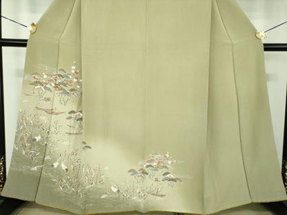 平和屋着物●訪問着　浜松文　立鶴　暈し染め　金彩　やまと誂製　正絹　逸品　DABE5430ps