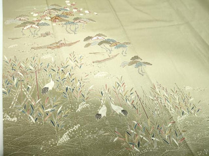 平和屋着物●訪問着　浜松文　立鶴　暈し染め　金彩　やまと誂製　正絹　逸品　DABE5430ps