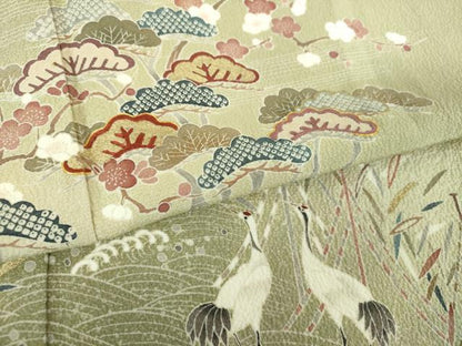 平和屋着物●訪問着　浜松文　立鶴　暈し染め　金彩　やまと誂製　正絹　逸品　DABE5430ps