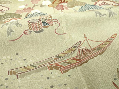 平和屋着物●訪問着　浜松文　立鶴　暈し染め　金彩　やまと誂製　正絹　逸品　DABE5430ps