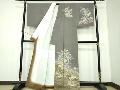 平和屋着物●訪問着　刺繍　立波風景文　宝尽くし　暈し染め　金彩　松坂屋扱い　正絹　逸品　DABE5432ps