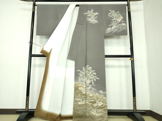 平和屋着物●訪問着　刺繍　立波風景文　宝尽くし　暈し染め　金彩　松坂屋扱い　正絹　逸品　DABE5432ps