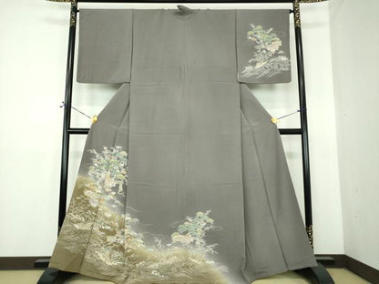 平和屋着物●訪問着　刺繍　立波風景文　宝尽くし　暈し染め　金彩　松坂屋扱い　正絹　逸品　DABE5432ps