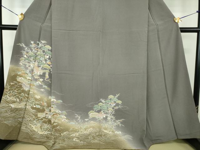 平和屋着物●訪問着　刺繍　立波風景文　宝尽くし　暈し染め　金彩　松坂屋扱い　正絹　逸品　DABE5432ps