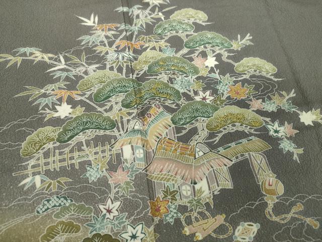 平和屋着物●訪問着　刺繍　立波風景文　宝尽くし　暈し染め　金彩　松坂屋扱い　正絹　逸品　DABE5432ps