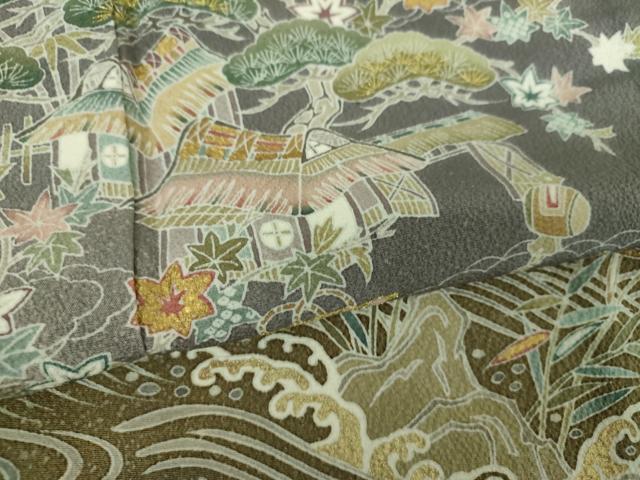 平和屋着物●訪問着　刺繍　立波風景文　宝尽くし　暈し染め　金彩　松坂屋扱い　正絹　逸品　DABE5432ps