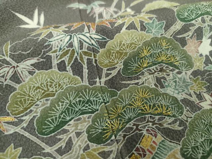 平和屋着物●訪問着　刺繍　立波風景文　宝尽くし　暈し染め　金彩　松坂屋扱い　正絹　逸品　DABE5432ps