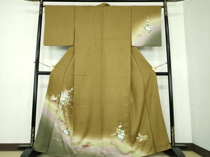 平和屋着物●訪問着　流水短冊花舟　暈し染め　金銀彩　正絹　逸品　DABE5434ps