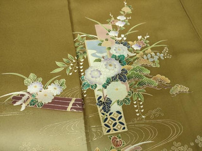 平和屋着物●訪問着　流水短冊花舟　暈し染め　金銀彩　正絹　逸品　DABE5434ps
