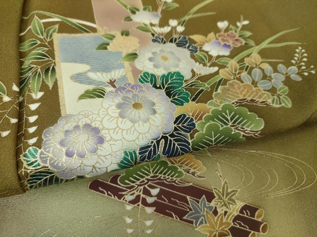 平和屋着物●訪問着　流水短冊花舟　暈し染め　金銀彩　正絹　逸品　DABE5434ps