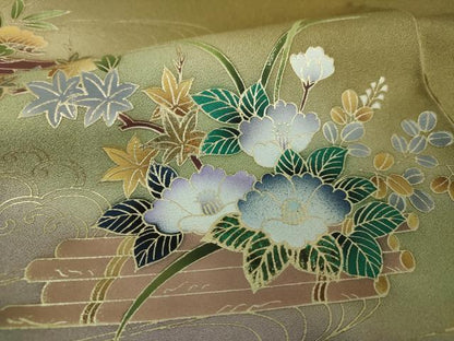 平和屋着物●訪問着　流水短冊花舟　暈し染め　金銀彩　正絹　逸品　DABE5434ps