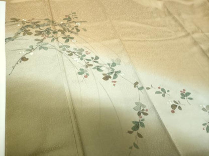 平和屋着物●訪問着　手描き　南天文　暈し染め　金彩　正絹　逸品　未使用　DABE5435ps