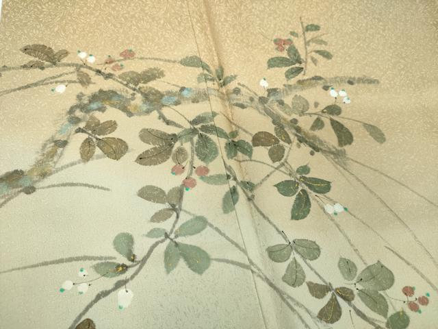 平和屋着物●訪問着　手描き　南天文　暈し染め　金彩　正絹　逸品　未使用　DABE5435ps