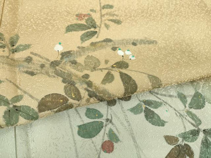 平和屋着物●訪問着　手描き　南天文　暈し染め　金彩　正絹　逸品　未使用　DABE5435ps