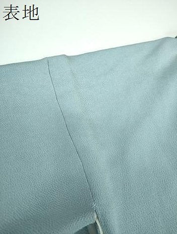 平和屋着物●上質な色無地　鬼しぼ縮緬　秘色色　反端付き　正絹　逸品　DABE5437ps