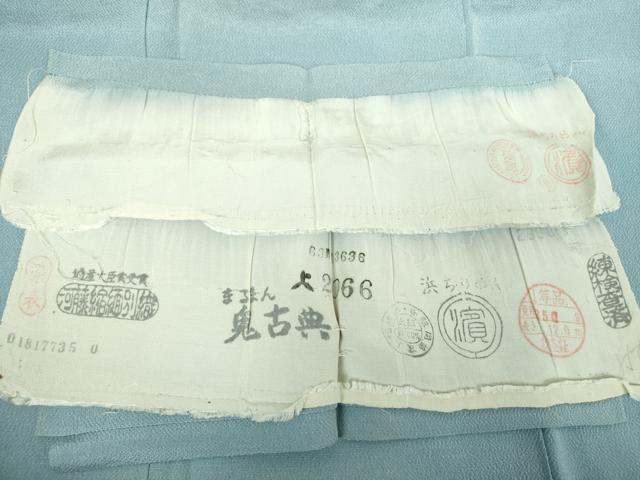 平和屋着物●上質な色無地　鬼しぼ縮緬　秘色色　反端付き　正絹　逸品　DABE5437ps