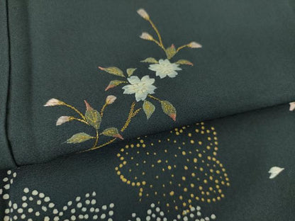 平和屋着物●訪問着　刺繍　舞桜　金彩　正絹　逸品　DABE5438ps