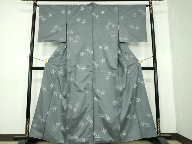 平和屋着物●本場縞大島紬　ろうけつ染め　舞花文　正絹　逸品　DABE5440ps