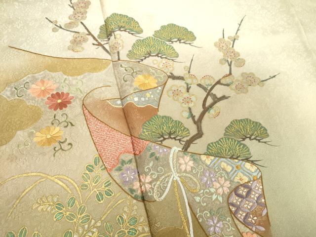 平和屋着物●中国三大刺繍　相良刺繍　色留袖　作家物　松竹梅　暈し染め　金銀彩　正絹　逸品　DABE5441ps