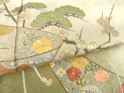 平和屋着物●中国三大刺繍　相良刺繍　色留袖　作家物　松竹梅　暈し染め　金銀彩　正絹　逸品　DABE5441ps