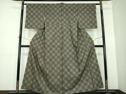 平和屋着物●本場大島紬　龍郷絣　花菱文　正絹　逸品　DABE5442ps