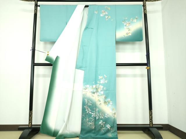 平和屋着物●訪問着　蔦の葉花文　暈し染め　金銀彩　正絹　逸品　DABE5453ps