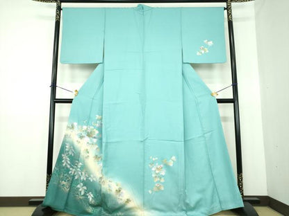 平和屋着物●訪問着　蔦の葉花文　暈し染め　金銀彩　正絹　逸品　DABE5453ps