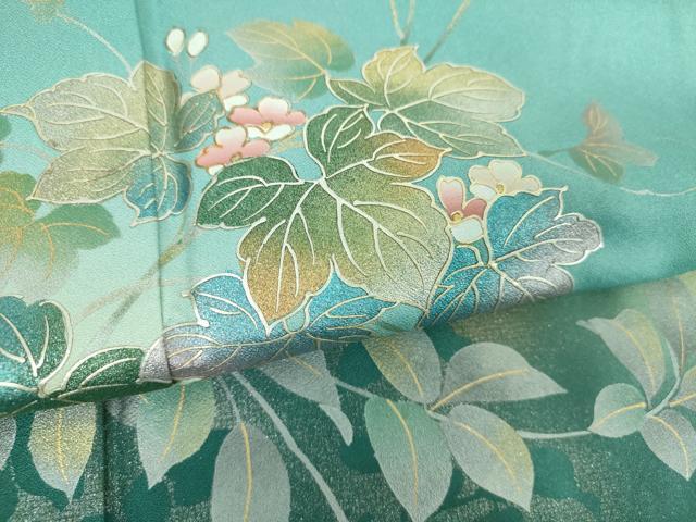 平和屋着物●訪問着　蔦の葉花文　暈し染め　金銀彩　正絹　逸品　DABE5453ps