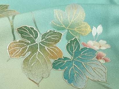 平和屋着物●訪問着　蔦の葉花文　暈し染め　金銀彩　正絹　逸品　DABE5453ps
