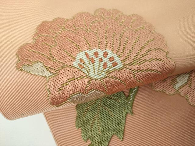 平和屋着物●爪掻き本綴れ　八寸名古屋帯　総刺繍　花唐草文　金糸　三越扱い　正絹　逸品　DABE5456ps