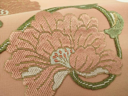 平和屋着物●爪掻き本綴れ　八寸名古屋帯　総刺繍　花唐草文　金糸　三越扱い　正絹　逸品　DABE5456ps