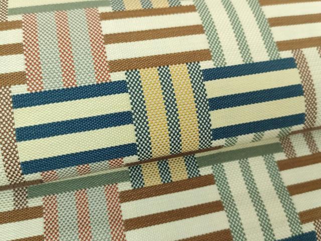 平和屋着物●本場筑前博多織　八寸名古屋帯　格子　正絹　逸品　DABE5465ps