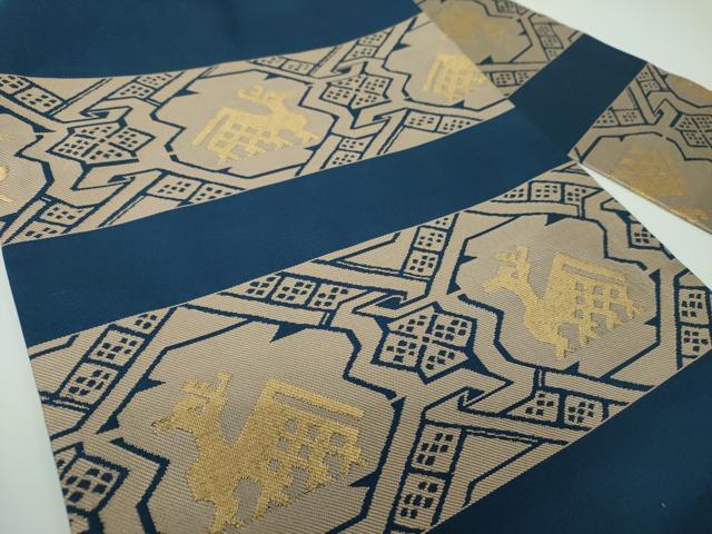 平和屋着物●龍村美術織物　たつむら　九寸名古屋帯　有栖川段文　金糸　正絹　逸品　DABE5470ps