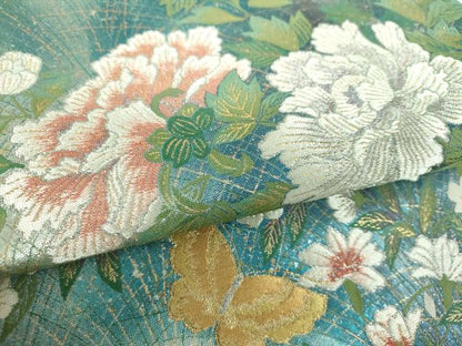 平和屋着物●太鼓柄袋帯　花真珠　金銀糸　引箔　正絹　逸品　DABE5475ps