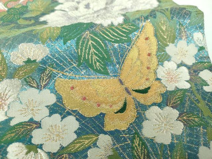 平和屋着物●太鼓柄袋帯　花真珠　金銀糸　引箔　正絹　逸品　DABE5475ps