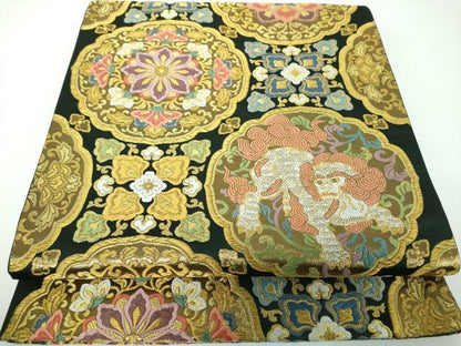 平和屋着物●六通柄袋帯　唐織　麗華獅子文　金糸　正絹　逸品　未使用　DABE5481ps