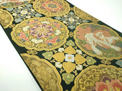 平和屋着物●六通柄袋帯　唐織　麗華獅子文　金糸　正絹　逸品　未使用　DABE5481ps