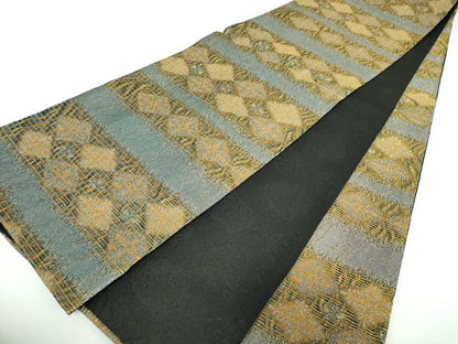 平和屋着物●染色作家　草野一騎　全通柄袋帯　花菱文　金銀糸　正絹　逸品　未使用　DABE5487ps