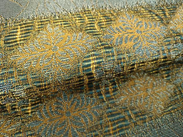 平和屋着物●染色作家　草野一騎　全通柄袋帯　花菱文　金銀糸　正絹　逸品　未使用　DABE5487ps