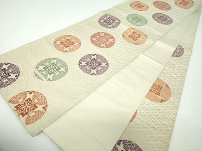 平和屋着物●六通柄袋帯　唐織　花丸文　正絹　逸品　DABE5495ps