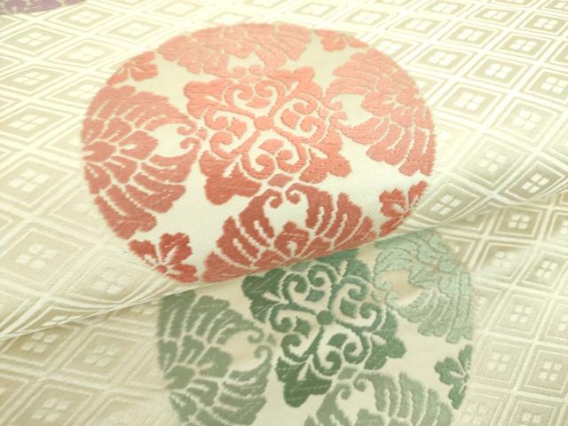 平和屋着物●六通柄袋帯　唐織　花丸文　正絹　逸品　DABE5495ps