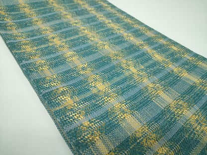 平和屋着物●太鼓柄袋帯　組織　横段文　金糸　正絹　逸品　DABE5497ps