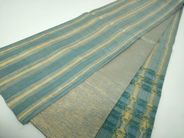 平和屋着物●太鼓柄袋帯　組織　横段文　金糸　正絹　逸品　DABE5497ps