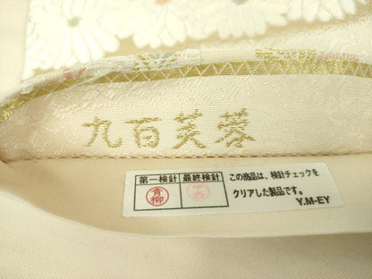 平和屋着物●西陣　田中義織物謹製　六通柄袋帯　唐織　九百芙蓉　市松菊花文　金銀糸　証紙付き　正絹　逸品　DABE5499ps