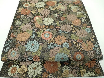 平和屋着物●青々庵　六通柄袋帯　唐織　花尽くし　金糸　正絹　逸品　DABE5500ps