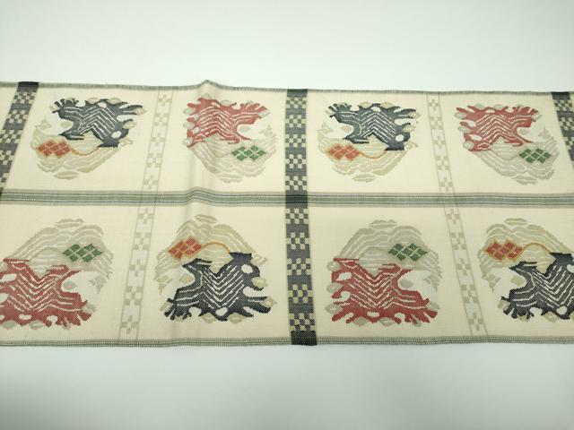 平和屋着物●六通柄　本袋帯　紬地　龍村平蔵柄　甲比丹孔雀　正絹　逸品　DABE5505ps