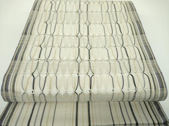 平和屋着物●六通柄袋帯　もじり織　変わり間道　金糸　正絹　逸品　DABE5514ps