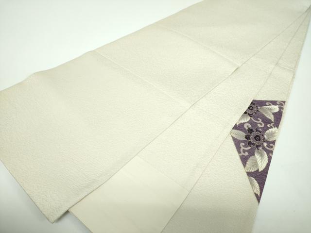 平和屋着物●太鼓柄袋帯　刺繍　貝紫　鳳凰花文　金彩　銀通し地　正絹　逸品　DABE5515ps