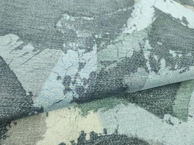 平和屋着物●全通柄袋帯　ろうけつ染め　抽象文様　銀糸　正絹　逸品　DABE5516ps